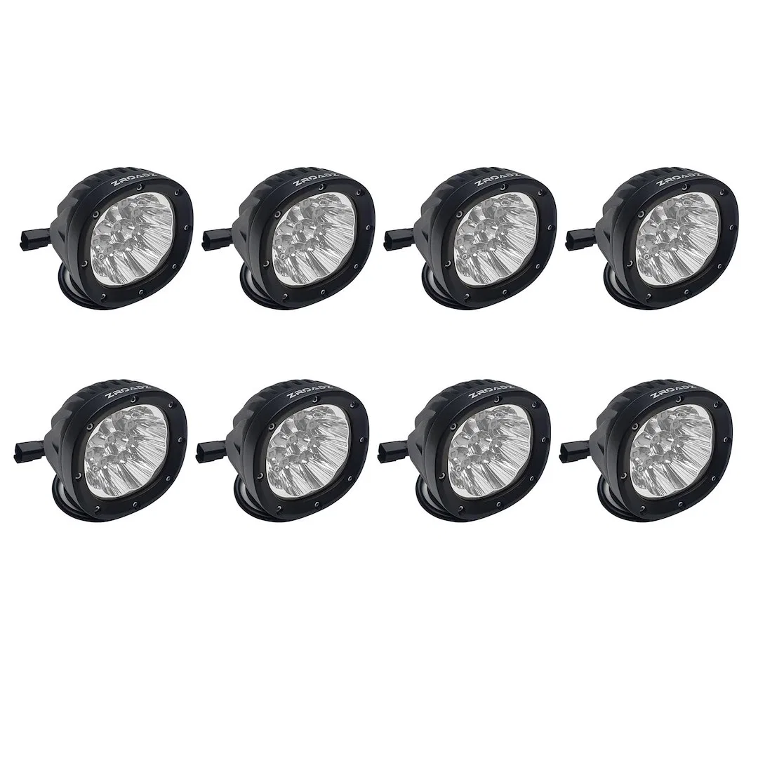 Z3090WRD-KIT8 – T-REX Driving/ Fog Light, LED Bulb 9 Osram 5 Watt LED Bulbs 4 Inch Round 45 Watt Each Bulb 3.75 Amp D...